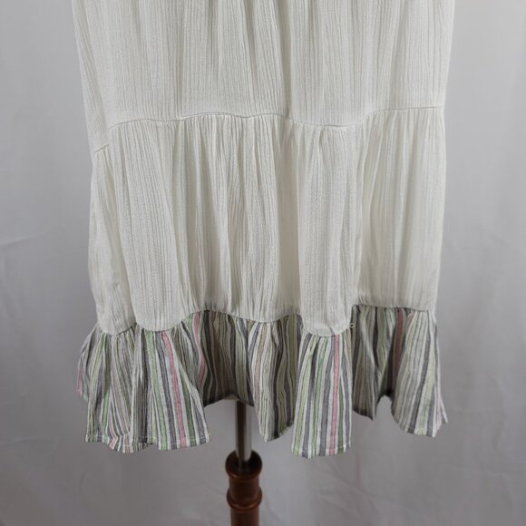 Doe & Rae Sleeveless Blouse Top Size Small White with Gray Stripe Hem NEW - Picture 4 of 16